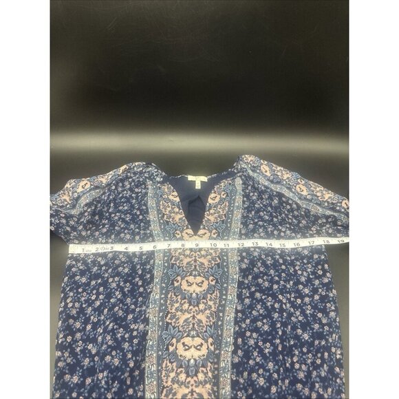 Joie Ariella 100% Silk Drop Waist Lined Navy Floral Dress Sz XS Boho Peasant - Picture 8 of 8